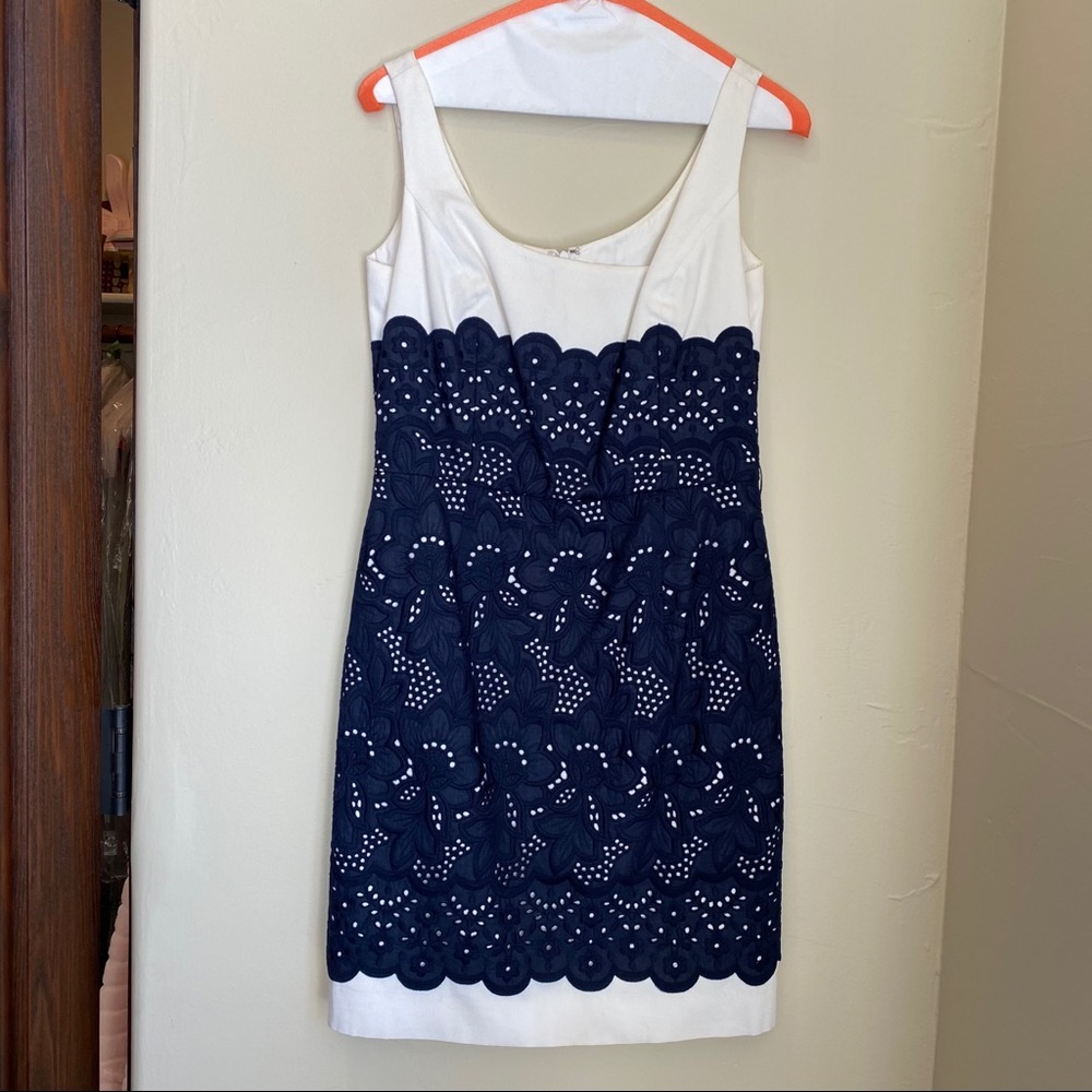 Antonio Melani White Dress with Navy Floral Lace